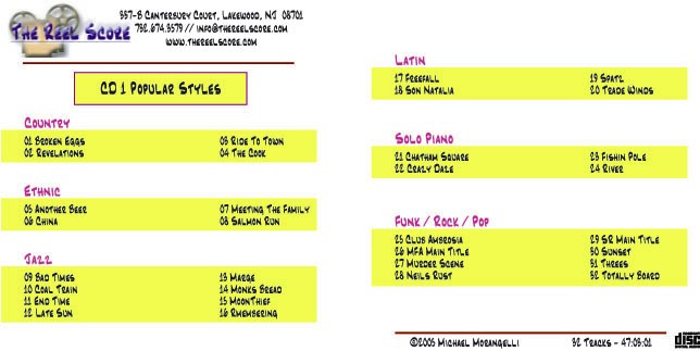 The Reel Score: Music for Film & Video; also Sound, Efx, & Foley for Flash & Quicktime Animation